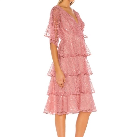 NWT TULAROSA Autumn Dress Lace Sequin Dusty Rose L - Picture 2 of 13